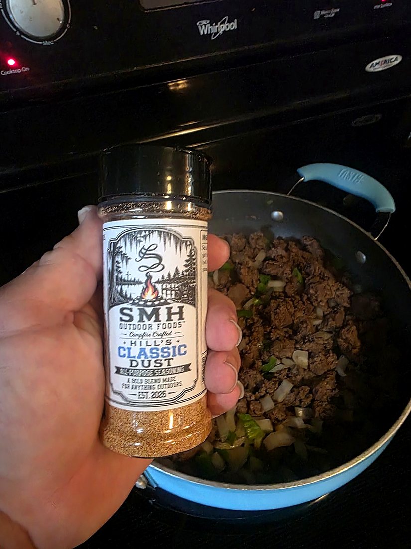 Hill’s Classic Dust seasoning used while cooking